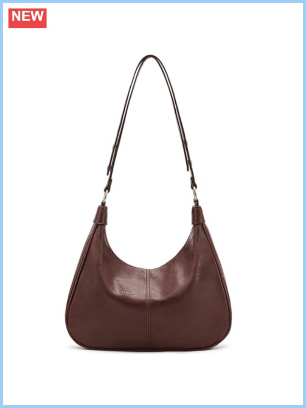 Vegan Leather Hobo Shoulder Bag Crossbody Purse Adjustable Strap